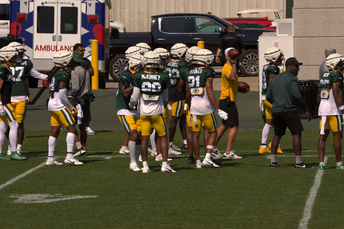 Packers defensive backs including Xavier McKinney and Eric Stokes